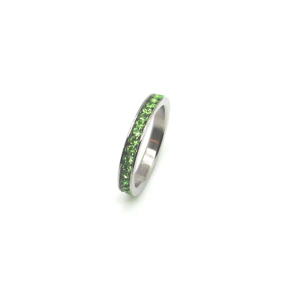 Stainless Steel August ( Peridot ) Eternity Band - Picture 3 of 5